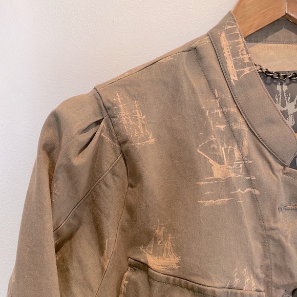 Bolongaro Trevor Peplum Jacket. Size M. Colour Light Olive/Cream. - Picture 3 of 9